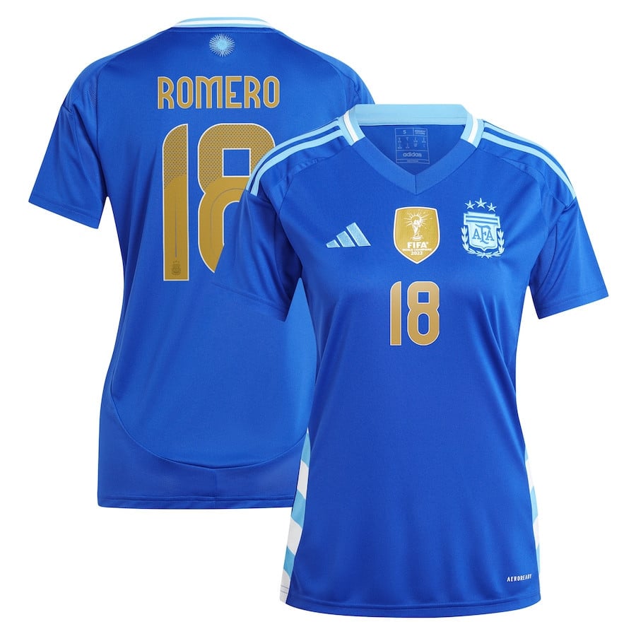 Cristian Romero 18 Argentina National Team 2024 Away Women Jersey - Blue