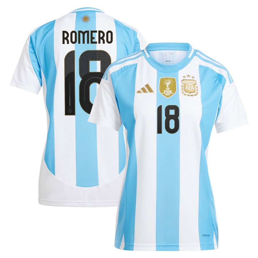 Cristian Romero 18 Argentina National Team 2024 Home Women Jersey - White