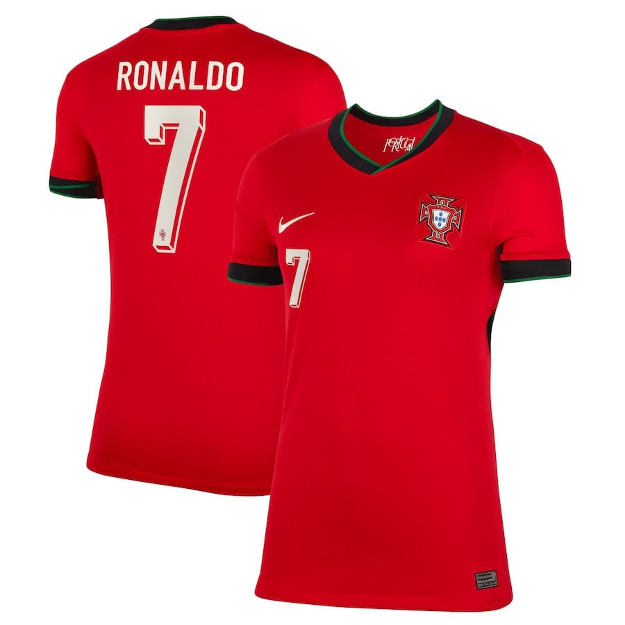 Cristiano Ronaldo 7 Portugal National Team 2024 Home Women Jersey - Red