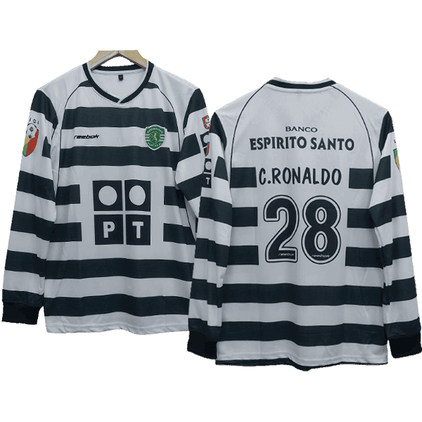 Cristiano Ronaldo Sporting Lisbon 2001-03 Men Long Sleeves Jersey - White