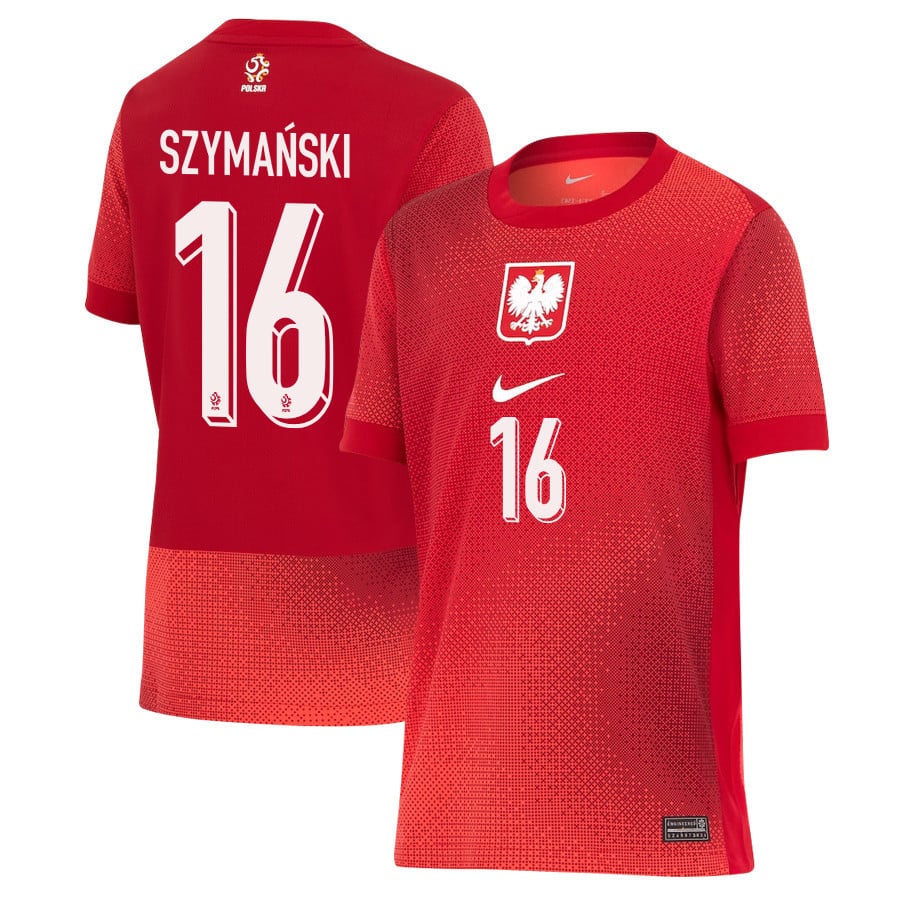 Damian Szymański 16 Poland National Team 2024/25 Away YOUTH Jersey - Red