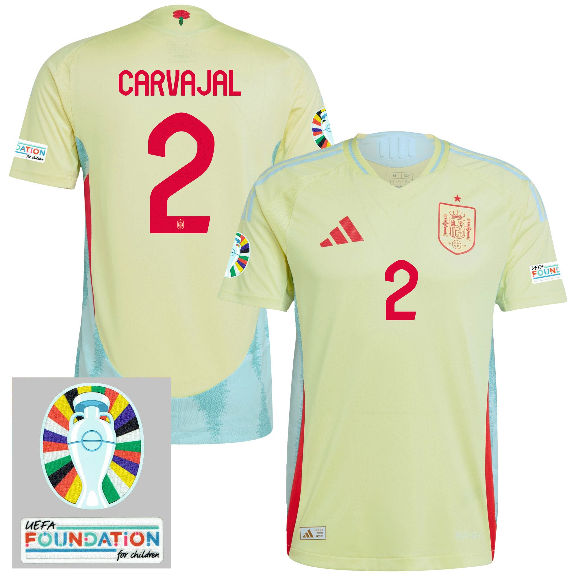 Dani Carvajal 2 Spain National Team 2024 Euro Patch Away Men Jersey - Yellow