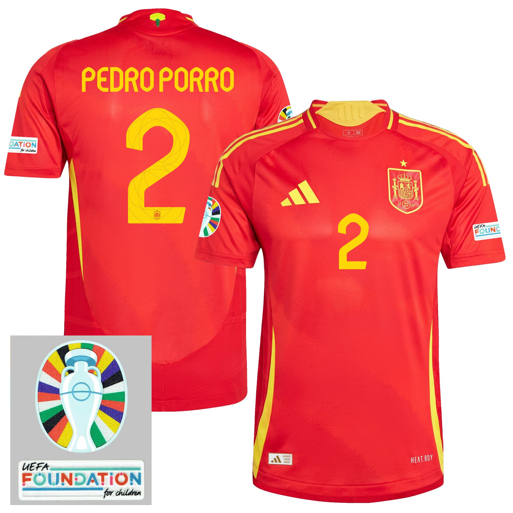 Dani Carvajal 2 Spain National Team 2024 Euro Patch Home Men Jersey - Red