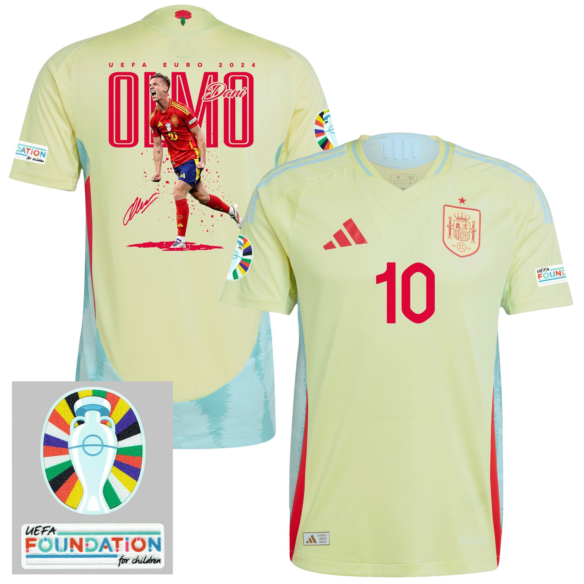 Dani Olmo 10 La Furia Roja Spain National Team 2024 Away Men Jersey - Yellow