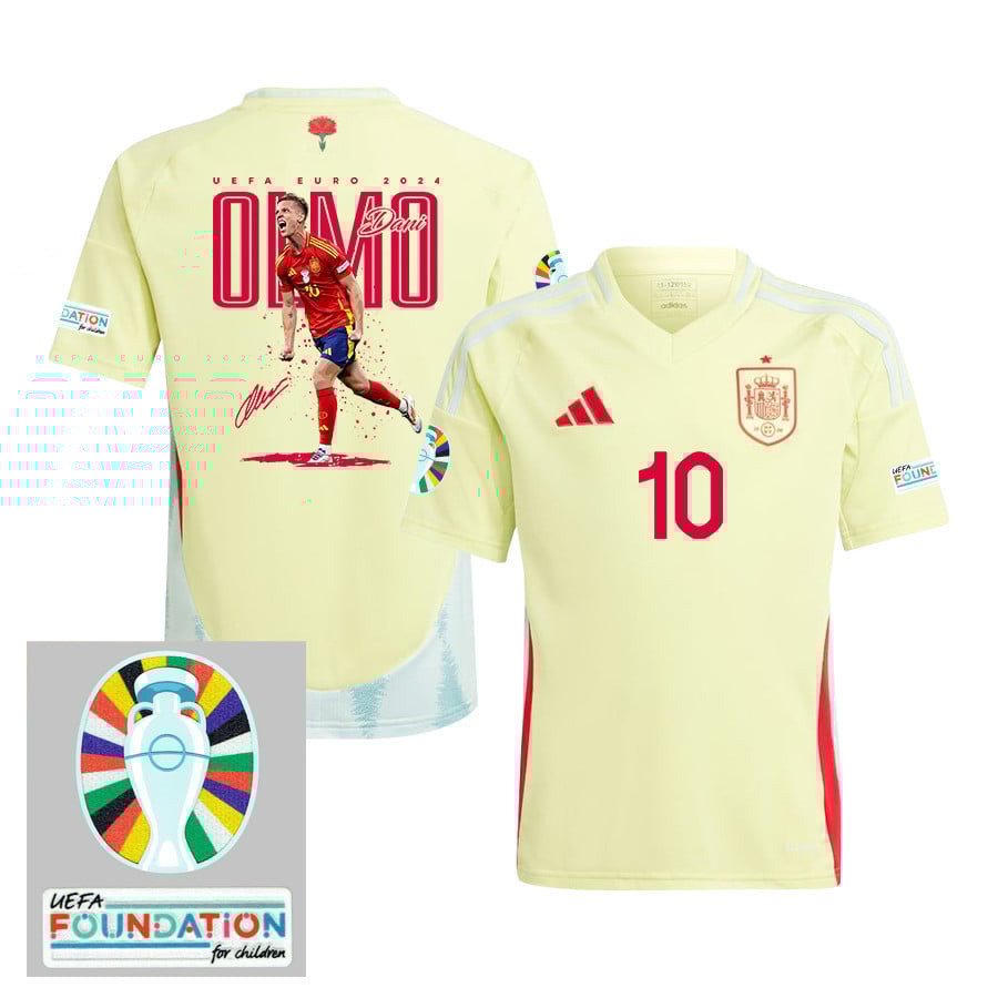 Dani Olmo 10 La Furia Roja Spain National Team 2024 Away YOUTH Jersey - Yellow