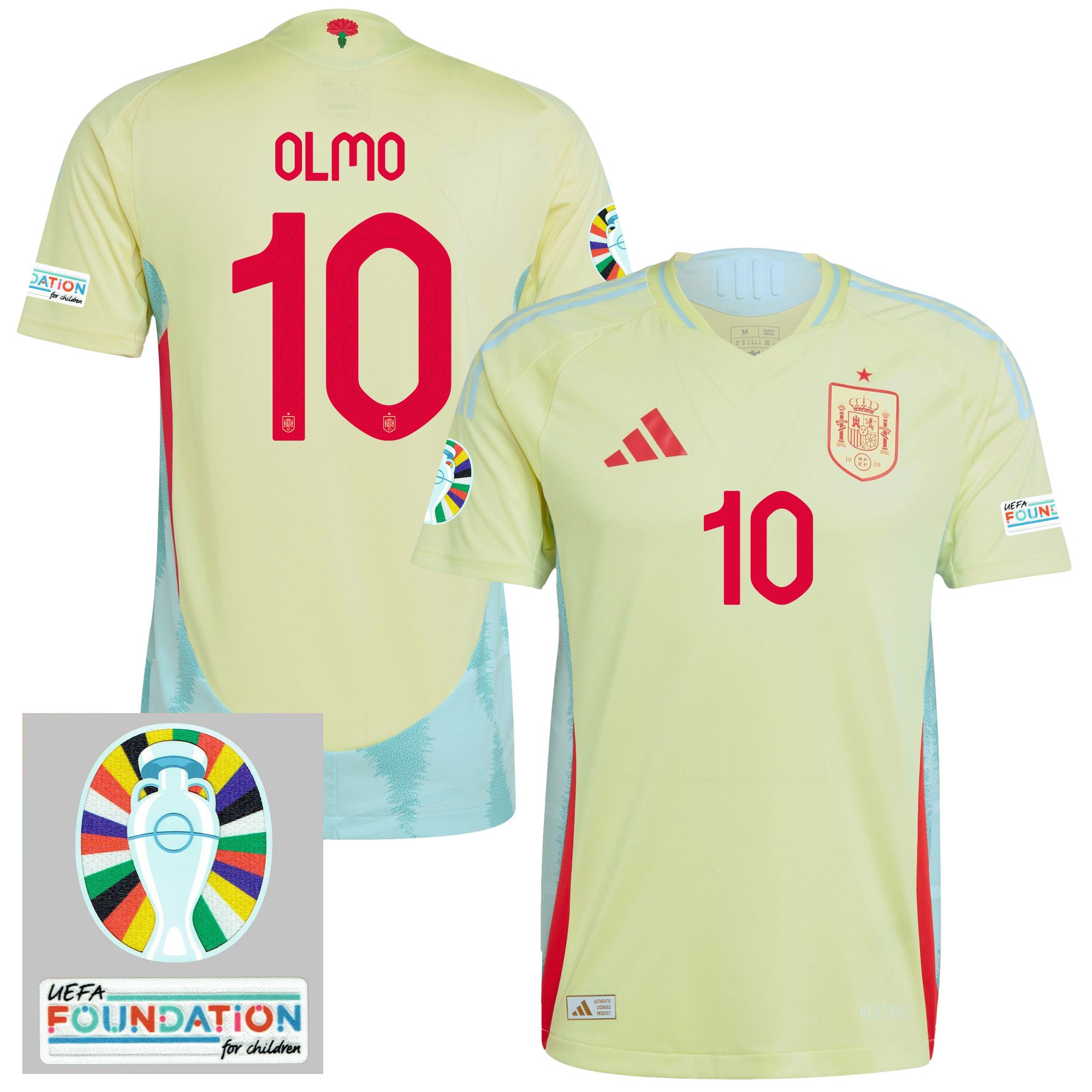 Dani Olmo 10 Spain National Team 2024 Euro Patch Away Men Jersey - Yellow