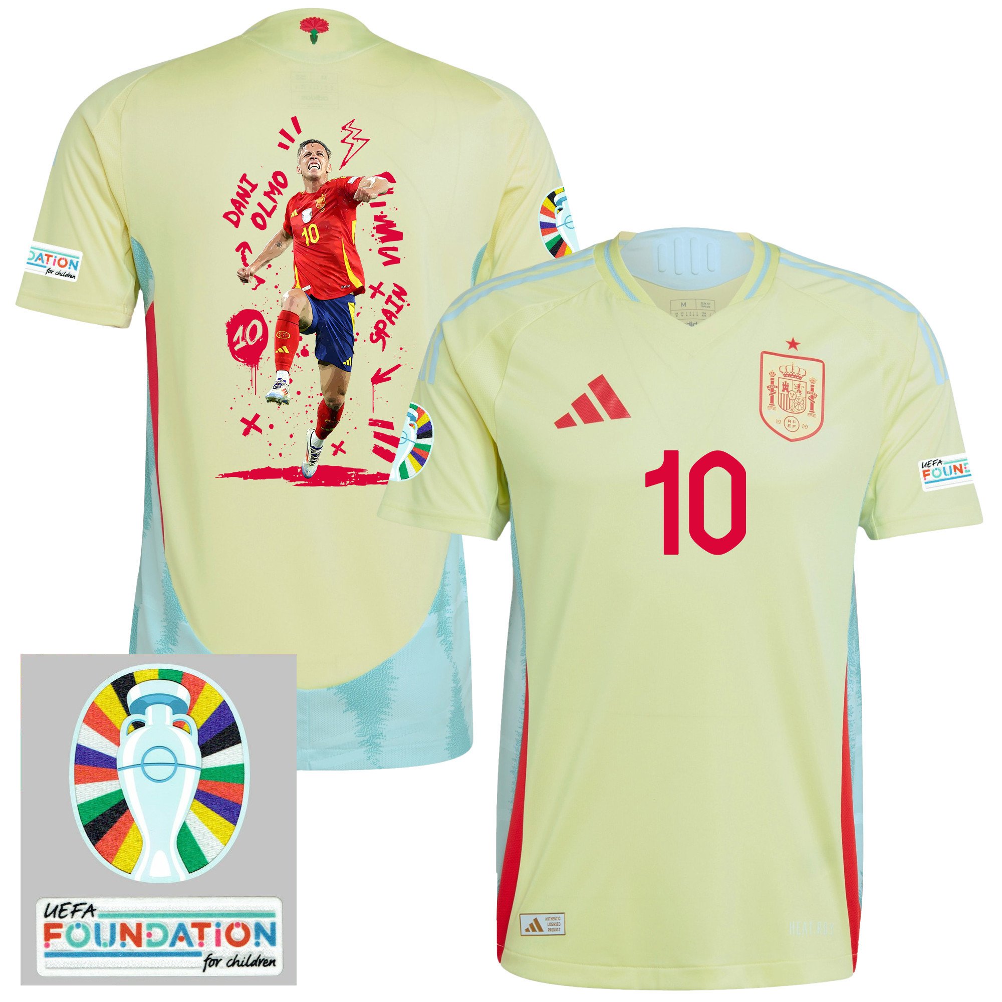 Dani Olmo 10 Spanish Star Spain National Team 2024 Away Men Jersey - Yellow