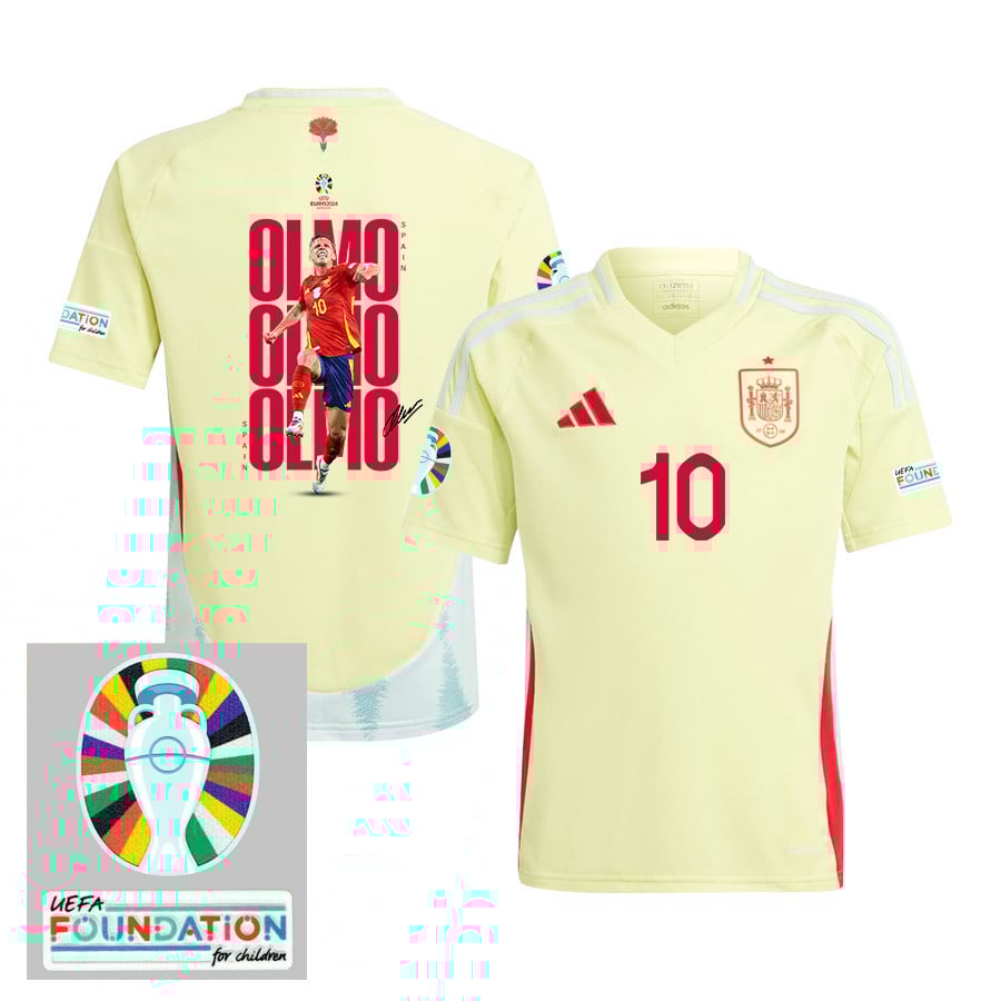 Dani Olmo 10 Special Spaniards Spain National Team 2024 Away YOUTH Jersey - Yellow