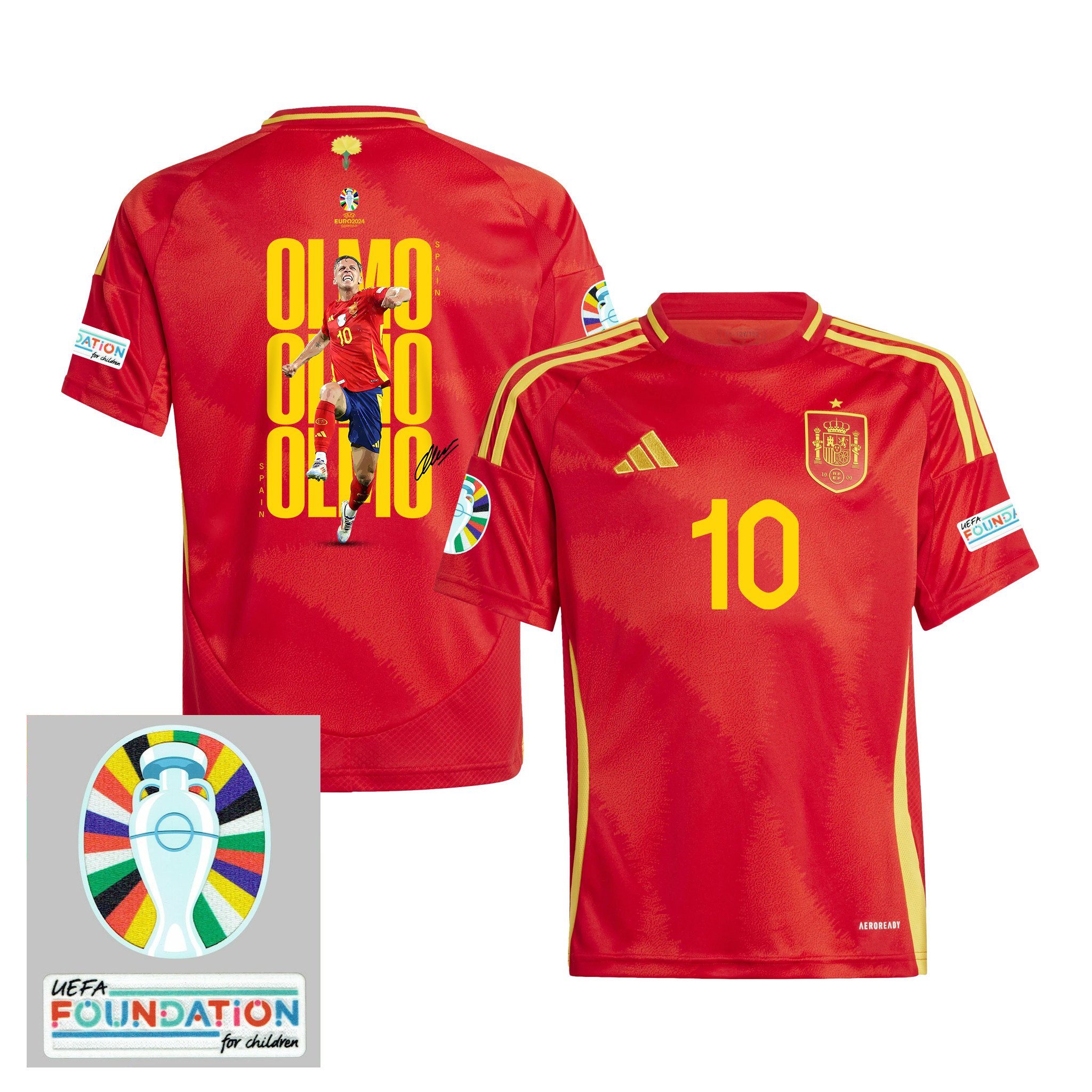 Dani Olmo 10 Special Spaniards Spain National Team 2024 Home YOUTH Jersey - Red