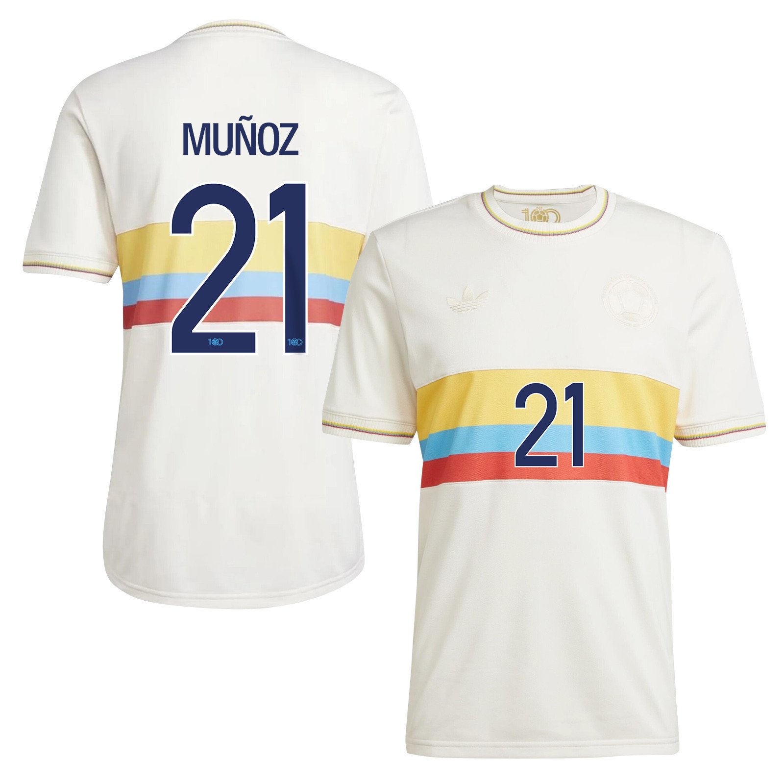Daniel Muñoz 21 Colombia 2024 100th Anniversary Jersey - Men, Chalk White