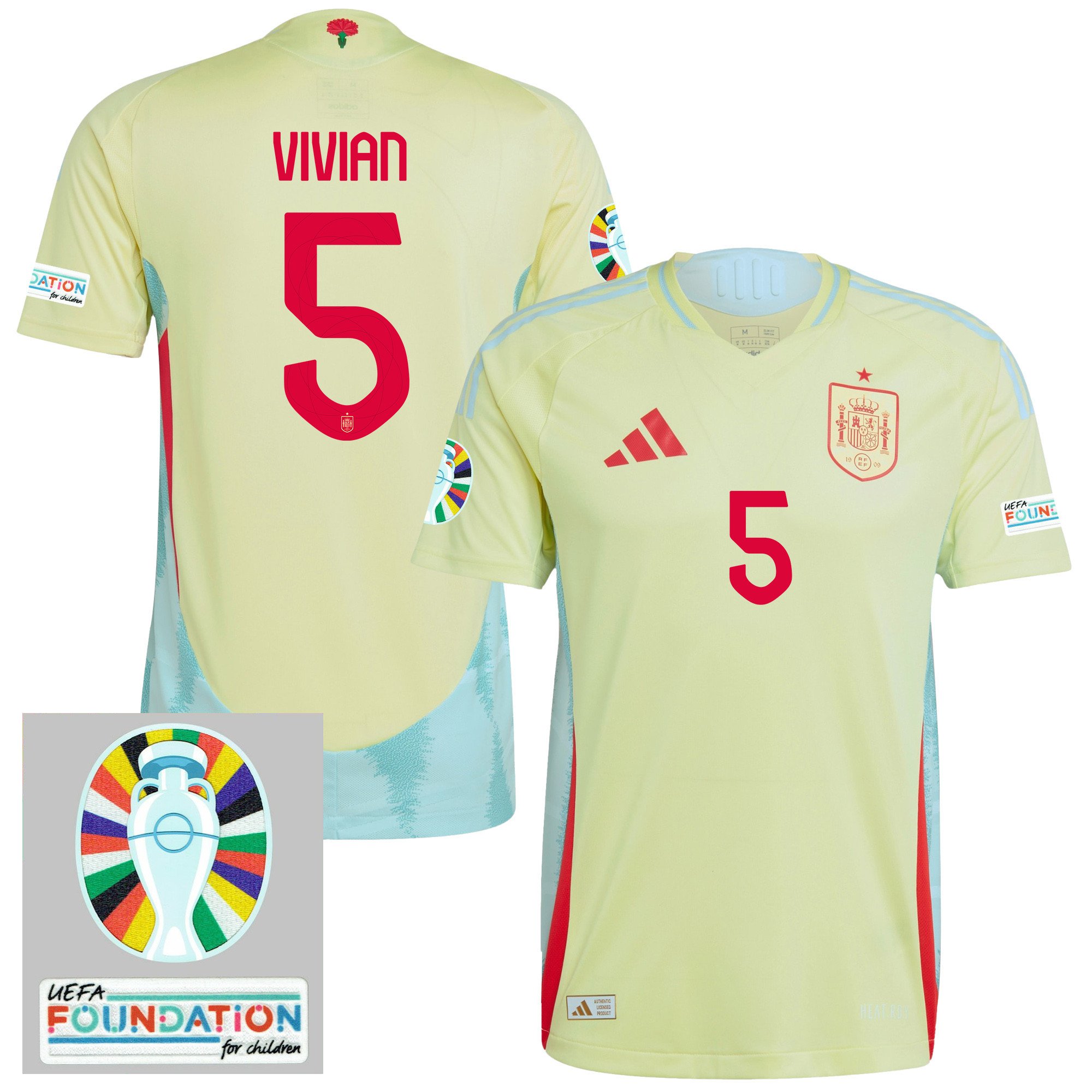 Daniel Vivian 5 Spain National Team 2024 Euro Patch Away Men Jersey - Yellow