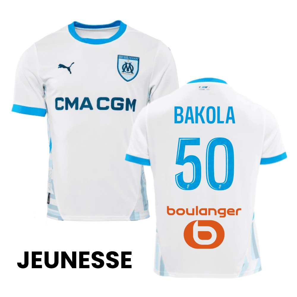 Darryl Bakola 50 Olympique de Marseille 2024/25 Home YOUTH Jersey - White