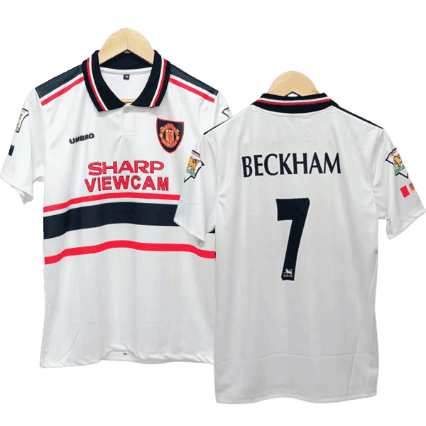 David Beckham 1998-99 Manchester United Away Men Jersey - White