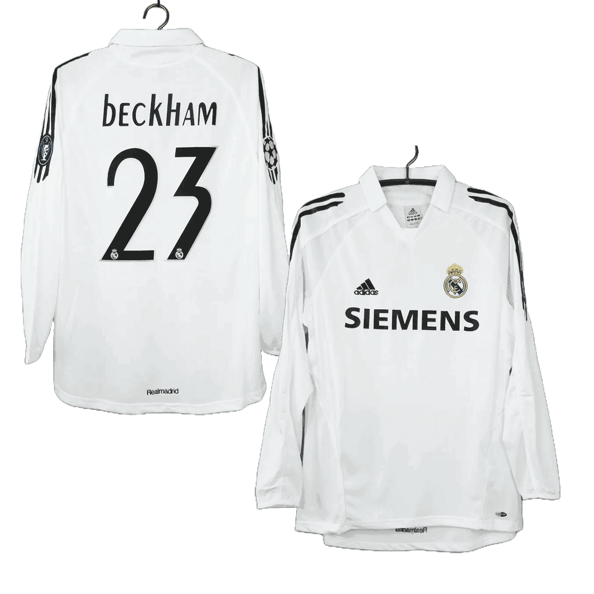David Beckham 23 Real Madrid 2005-2006 Retro Home Jersey - Men, Long Sleeve