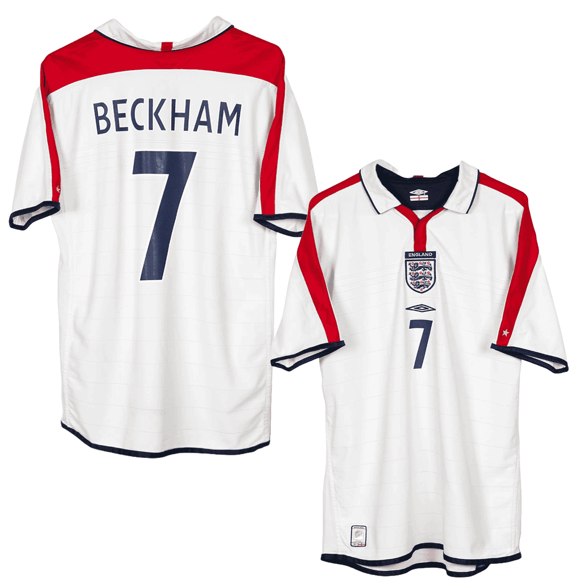David Beckham 7 England 2003-2005 Umbro Home Retro Jersey - Men White