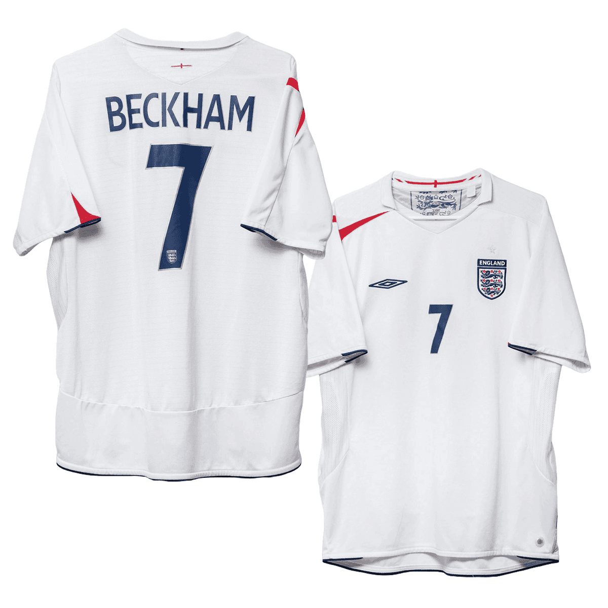 David Beckham 7 England 2005-2007 Umbro Home Retro Jersey - Men White