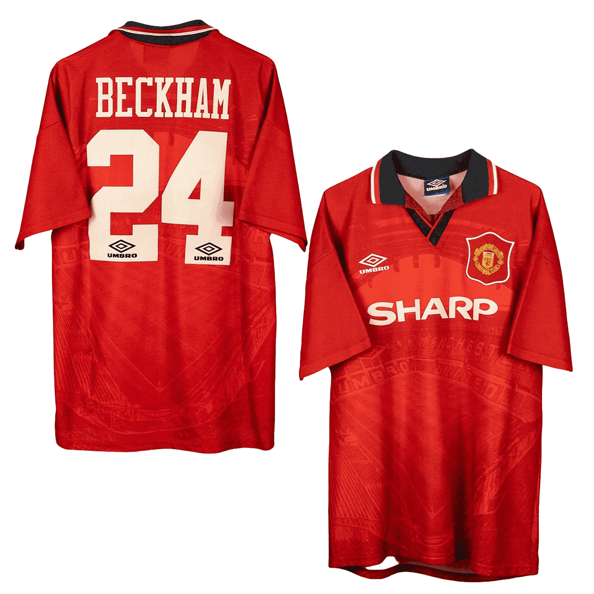 David Beckham 7 Manchester United 1994-1995 Umbro Home Retro Jersey - Men Red