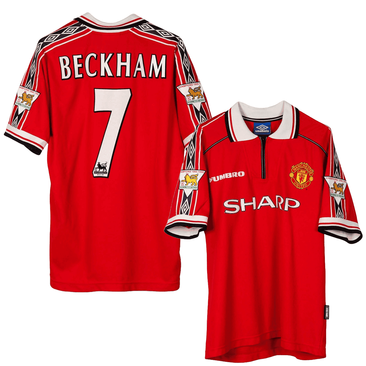 David Beckham 7 Manchester United 1998-1999 Umbro Home Retro Jersey - Men Red