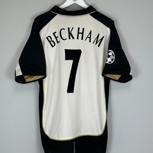 David Beckham 7 Manchester United 2001/02 European Away Men Retro Jersey - White
