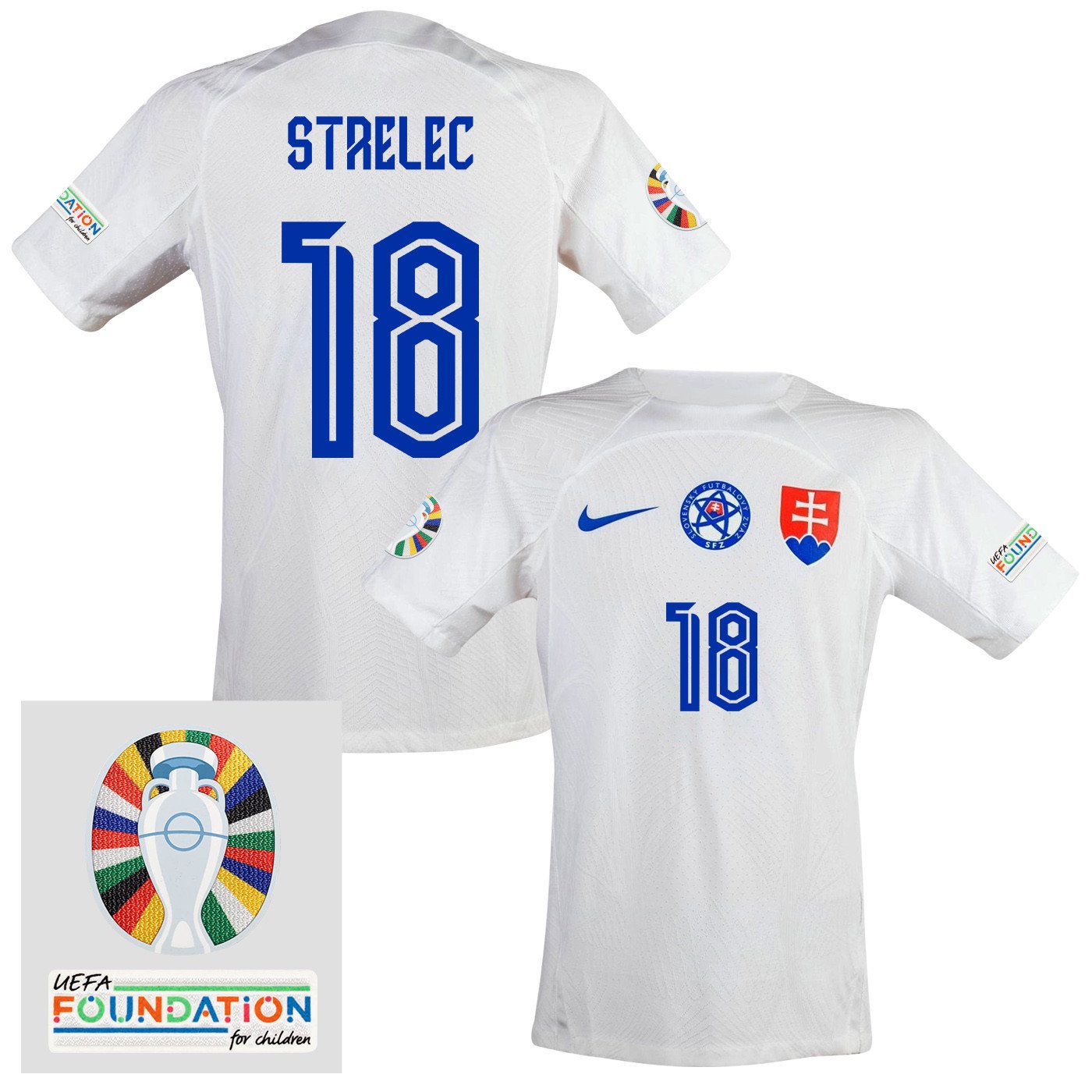 David Strelec 18 Slovakia National Team 2024 Euro & Foundation Patch Away Men Jersey - White
