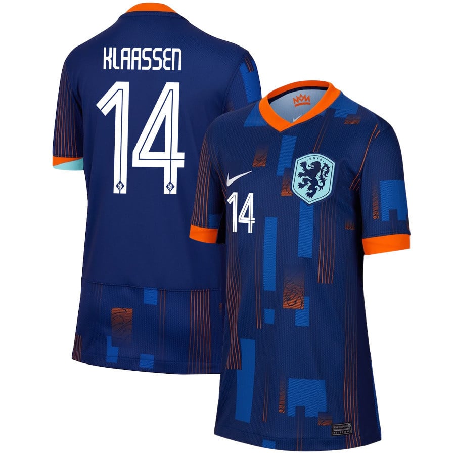 Davy Klaassen 14 Netherlands National Team 2024/25 Away YOUTH Jersey - Navy