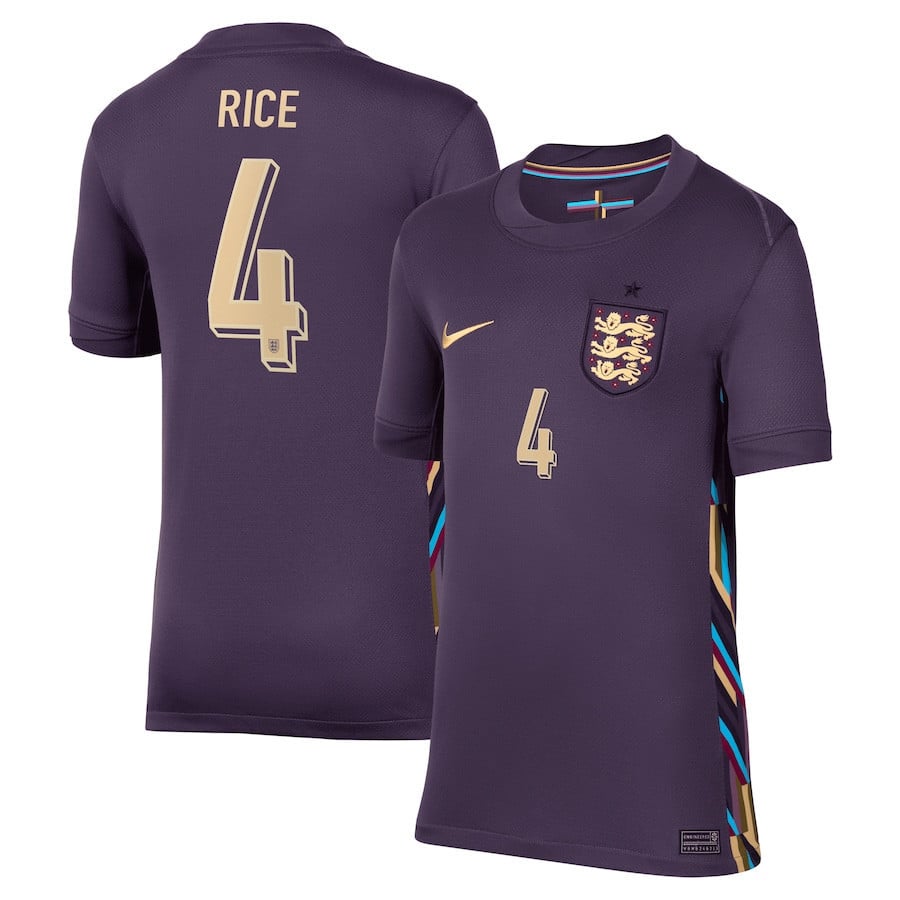 Declan Rice 4 England 2024/25 Away Stadium Football Jersey - YOUTH Jersey