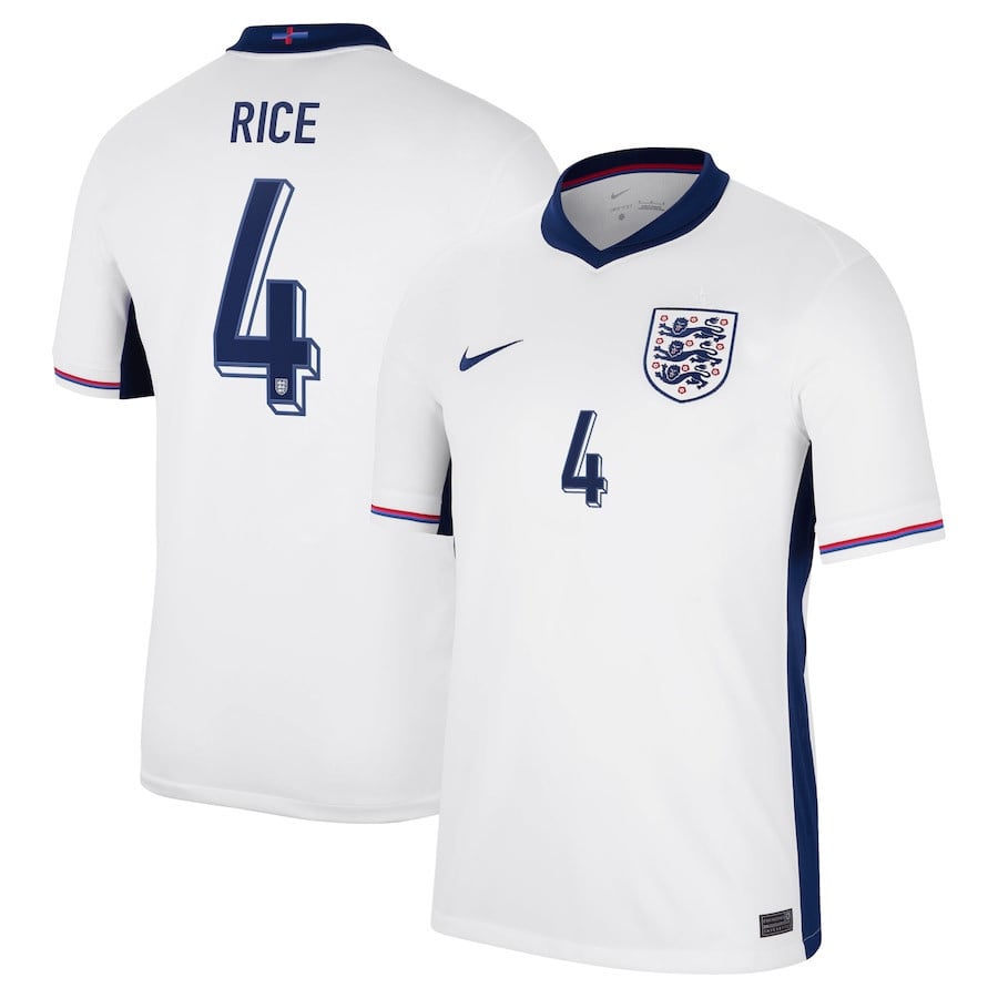 Declan Rice 4 England 2024/25 Home Stadium Football Jersey - Men White