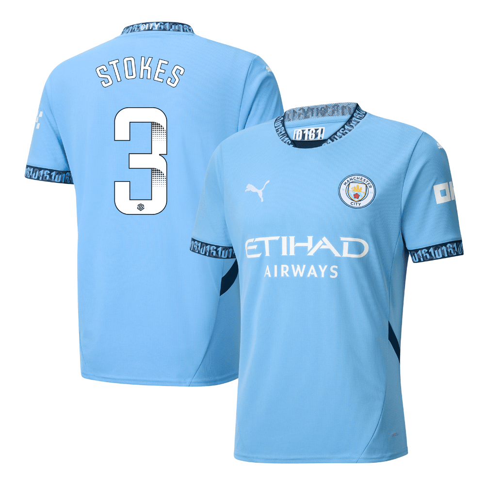 Demi Stokes 3 Manchester City 2024/25 Women's Team Home Men Jersey - Light Blue