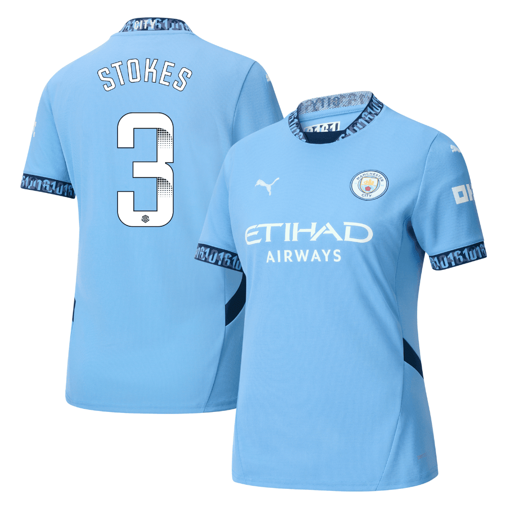Demi Stokes 3 Manchester City 2024/25 Women's Team Home Women Jersey - Light Blue