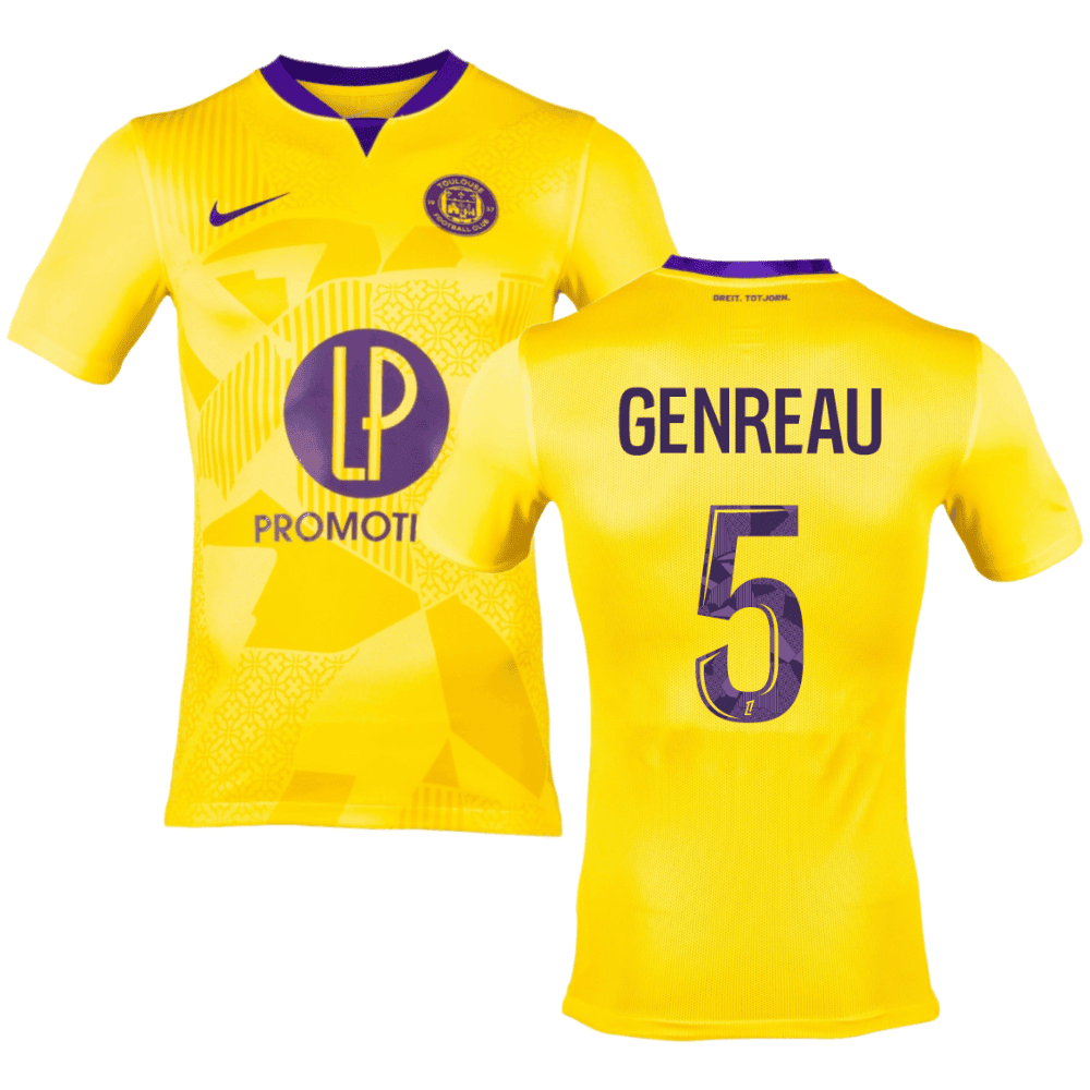 Denis Genreau 5 Toulouse FC 2024/25 Away Men Jersey - Yellow