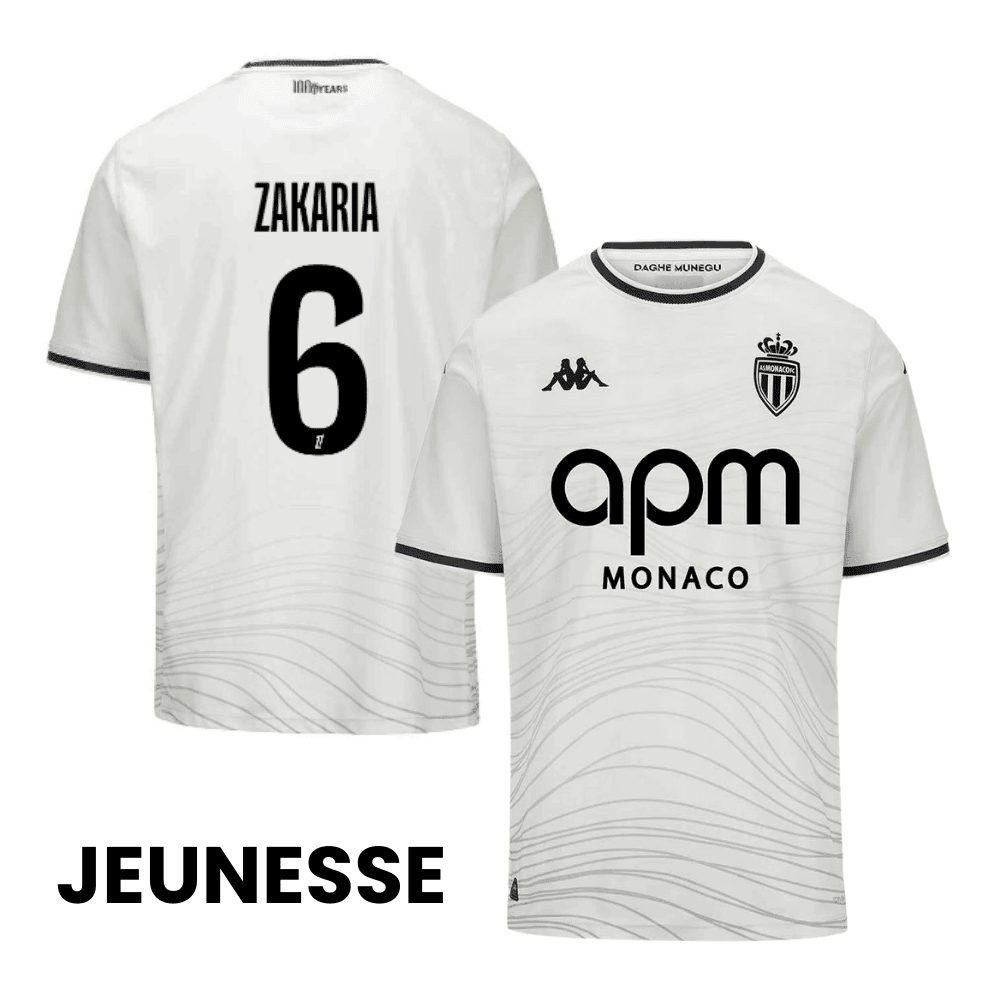 Denis Zakaria 6 AS Monaco 2024/25 Third YOUTH Jersey - White