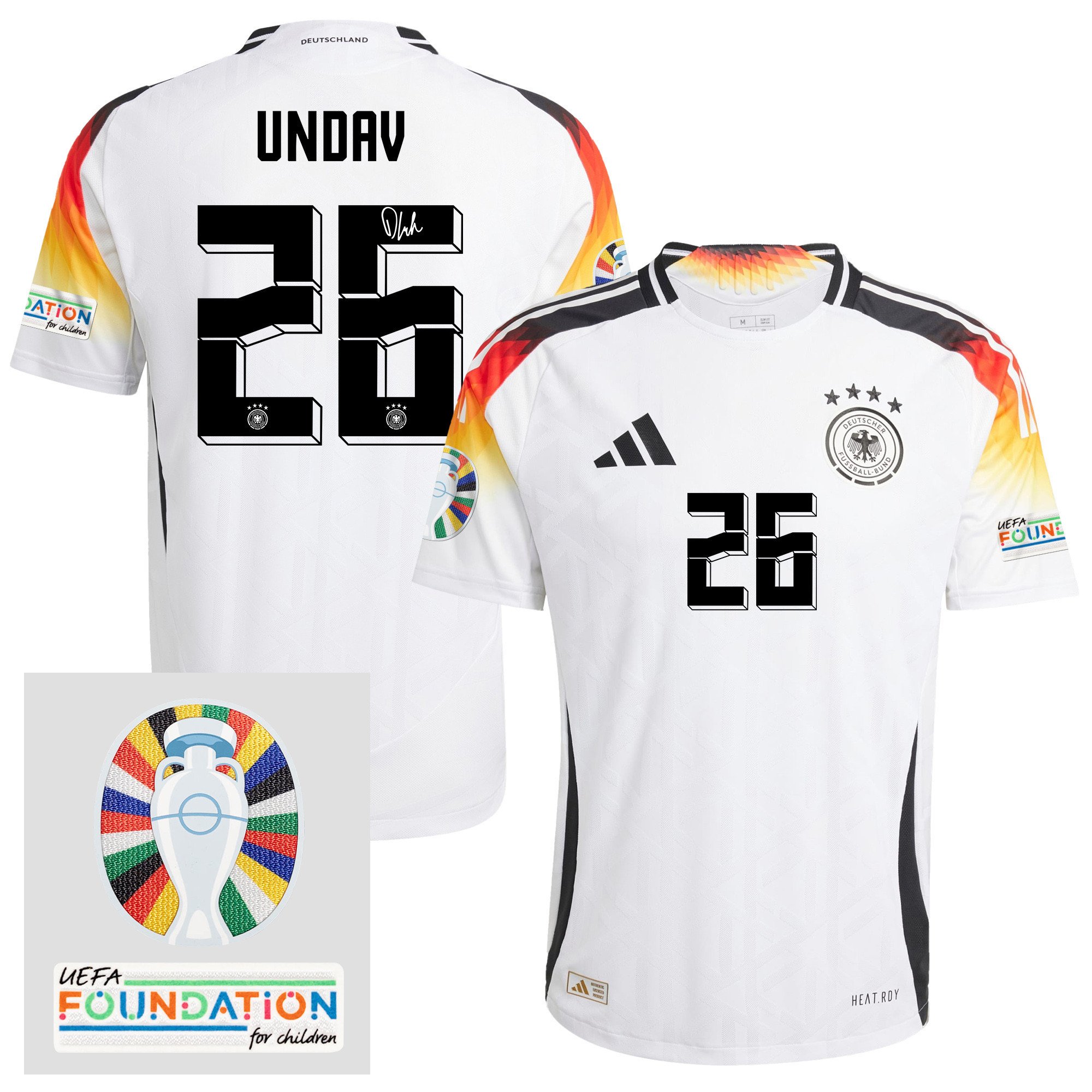 Deniz Undav 26 Signed Germany 2024/25 Home Jersey - Autographed, Euro UEFA Patch - Men, White