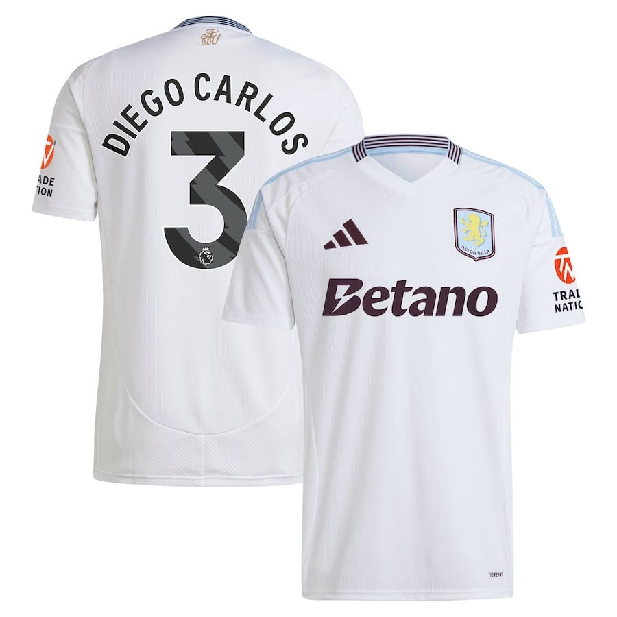 Diego Carlos 3 Aston Villa 2024/25 Away Men Jersey - White