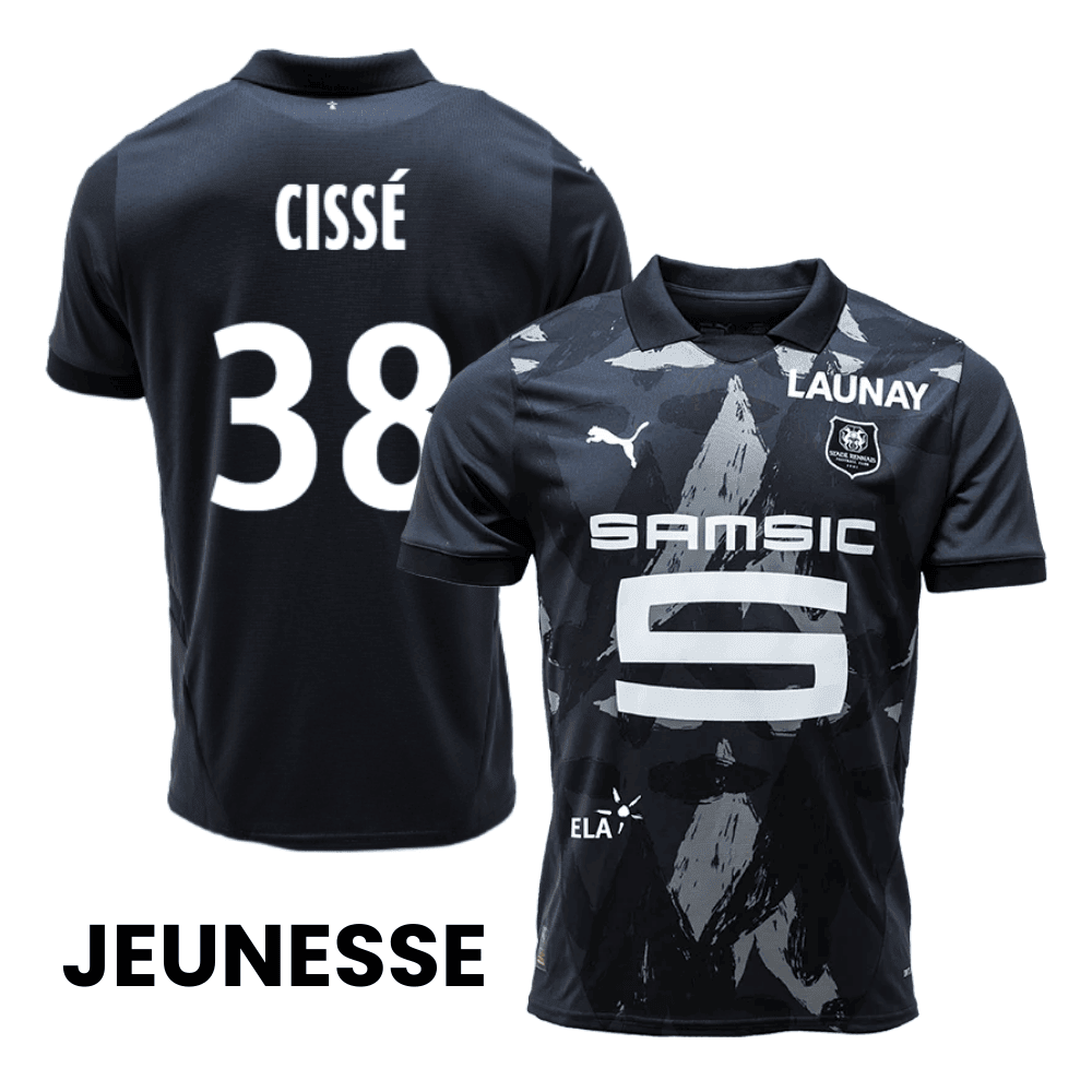 Djaoui Cissé 38 Stade Rennais F.C. 2024/25 Third YOUTH Jersey - Black