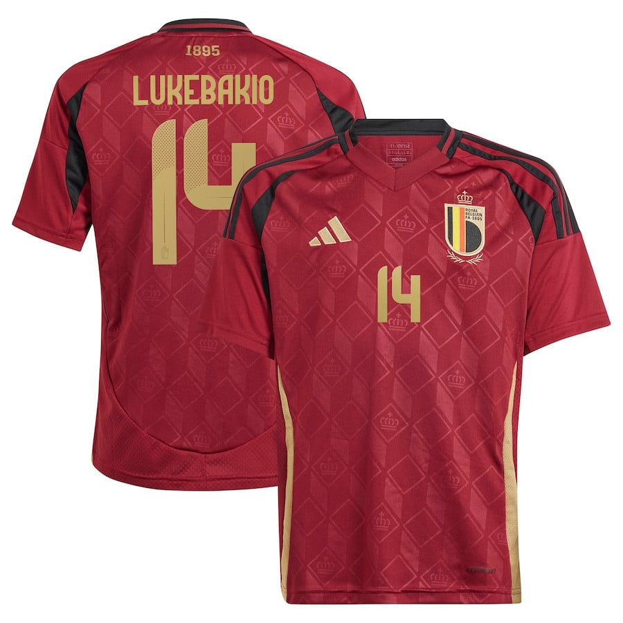 Dodi Lukebakio 14 Belgium National Team 2024 Home YOUTH Jersey - Burgundy