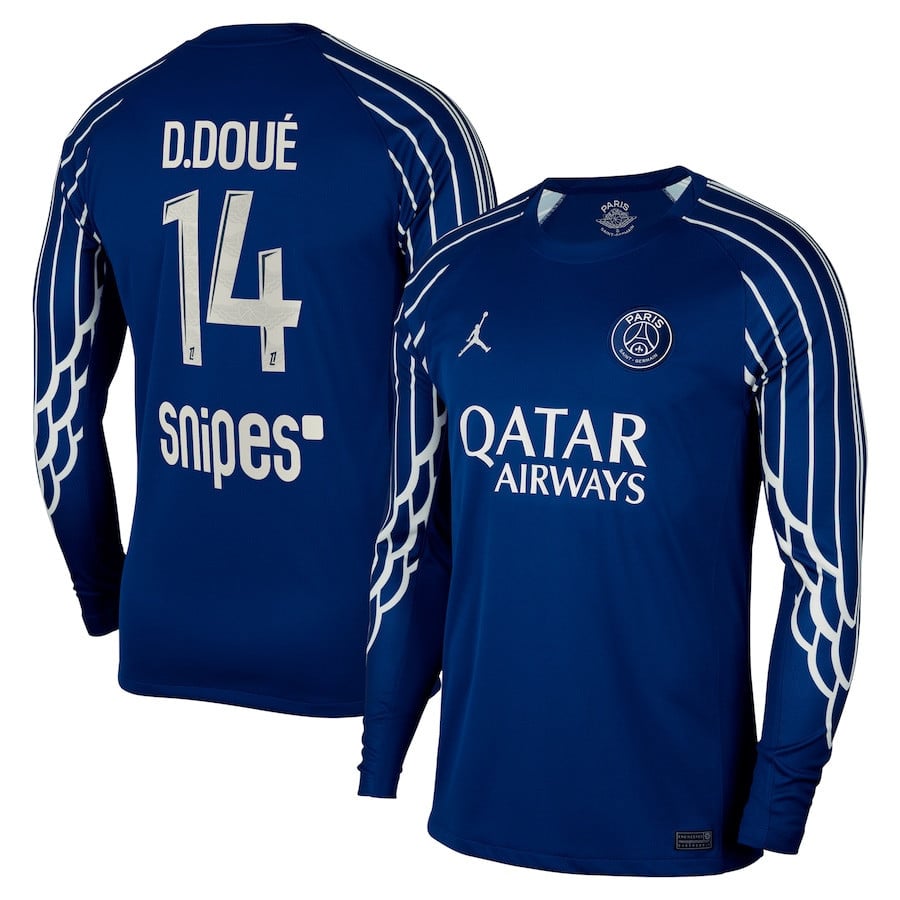 Désiré Doué 14 Paris Saint-Germain 2024/25 Fourth Long Sleeve Men Jersey - Dark Blue