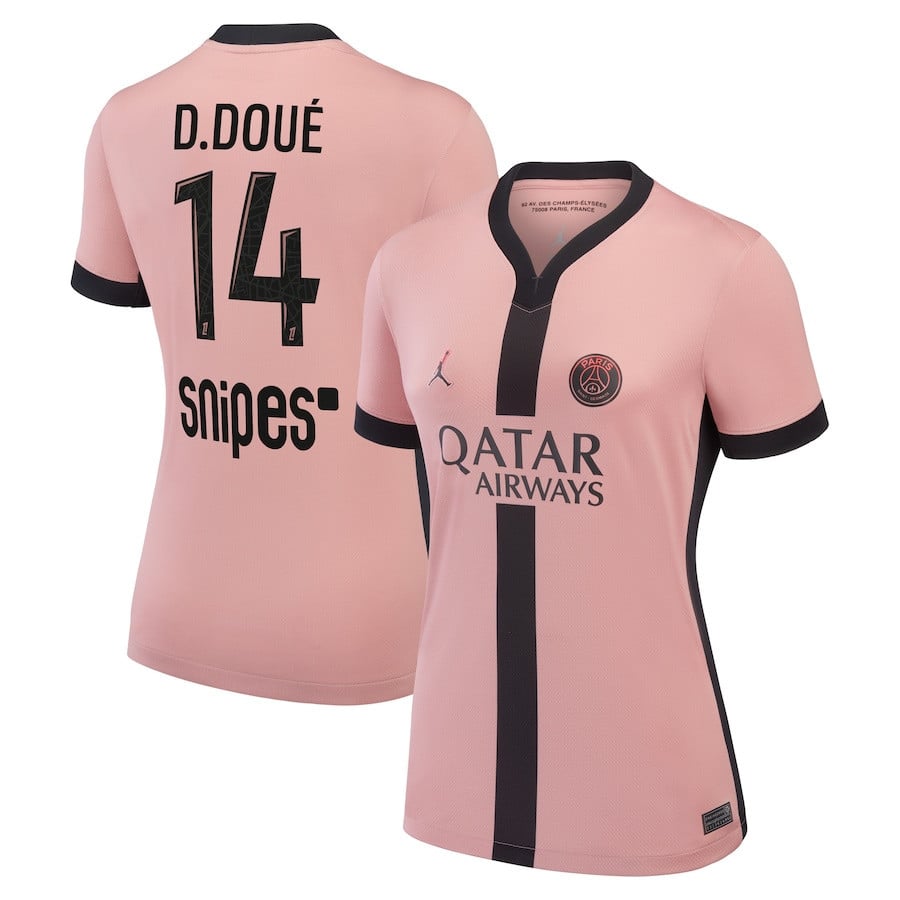 Désiré Doué 14 Paris Saint-Germain 2024/25 Third Women Jersey - Pink