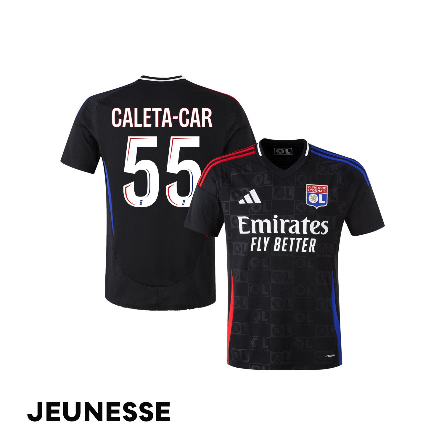 Duje Caleta-Car 55 Olympique Lyonnais 2024/25 Away YOUTH Jersey - Black