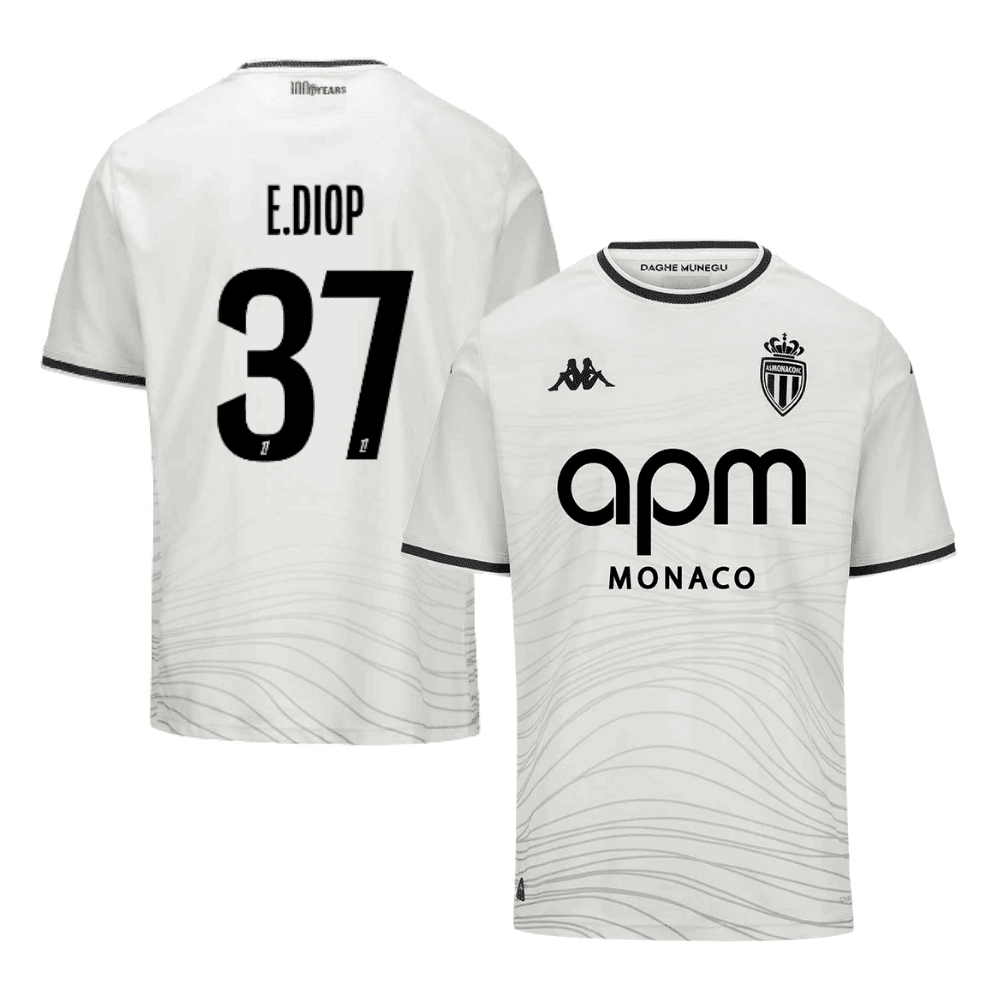 Edan Diop 37 AS Monaco 2024/25 Third Men Jersey - White