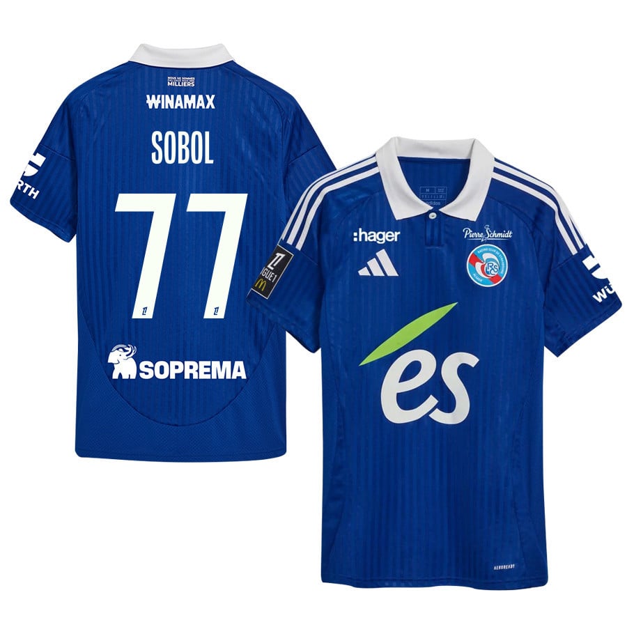 Eduard Sobol 77 RC Strasbourg Alsace 2024/25 Home Men Jersey - Blue