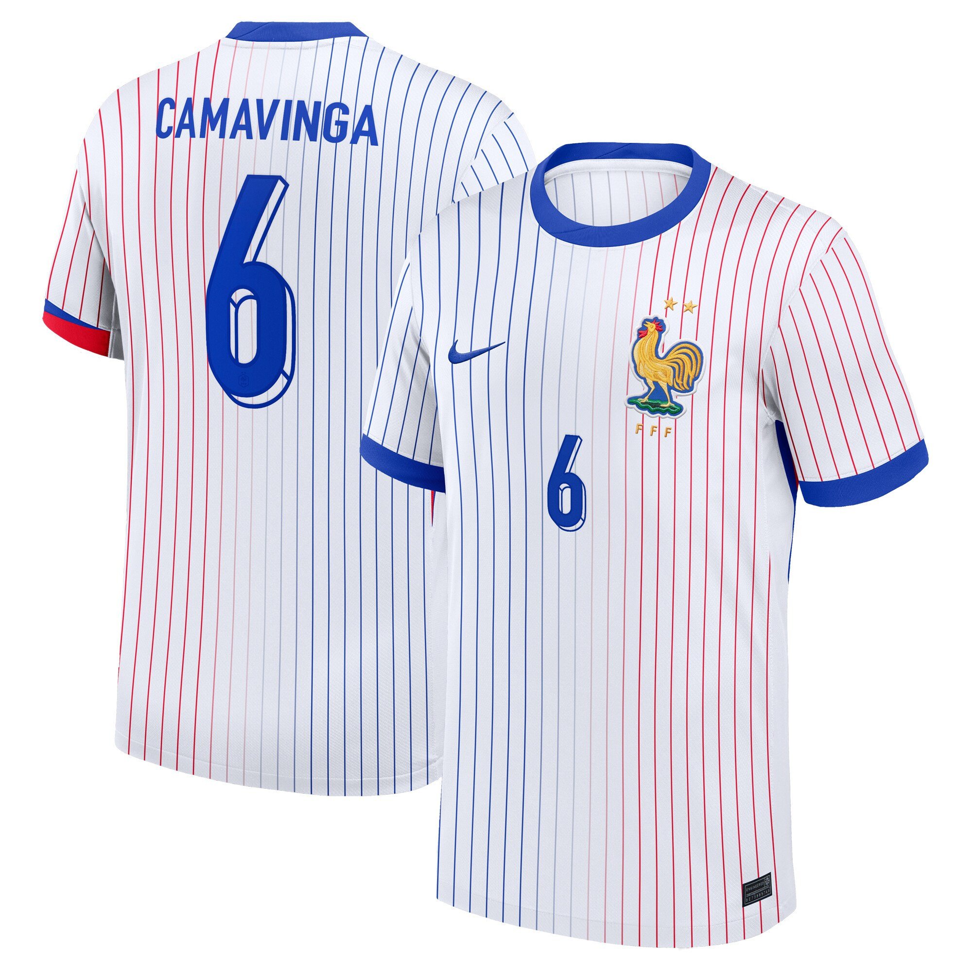 Eduardo Camavinga 6 France 2024/25 Stadium Away Football Jersey - Men White
