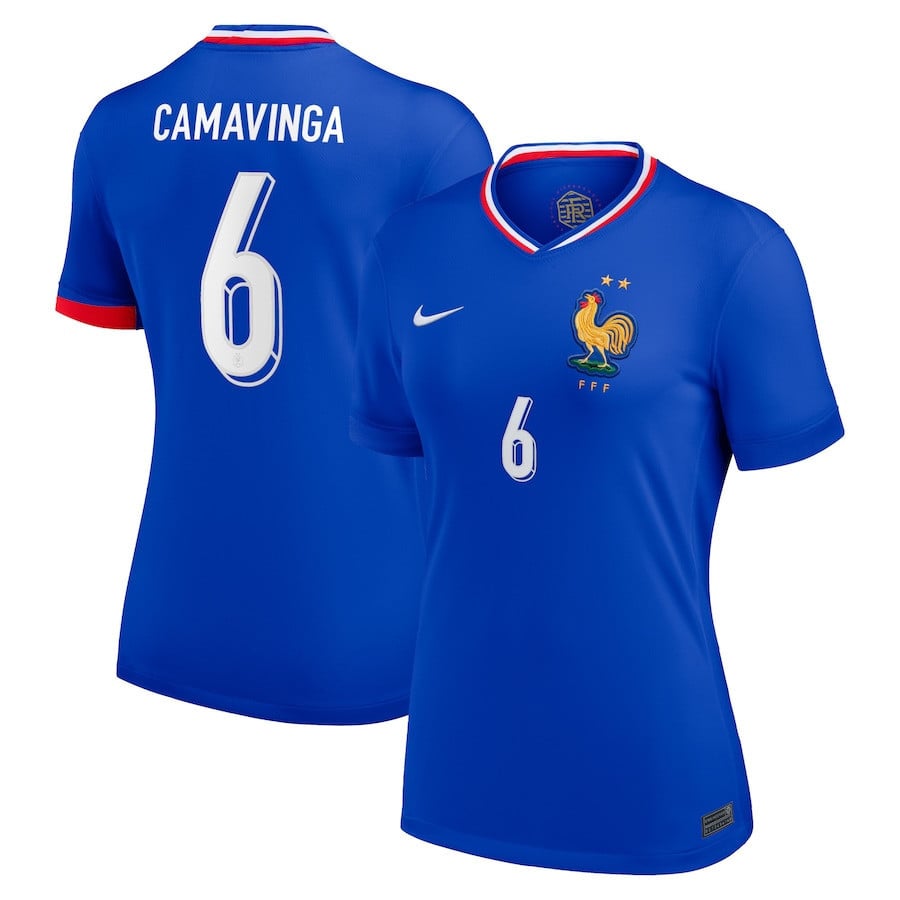 Eduardo Camavinga 6 France 2024/25 Women Stadium Home Football Jersey - Blue