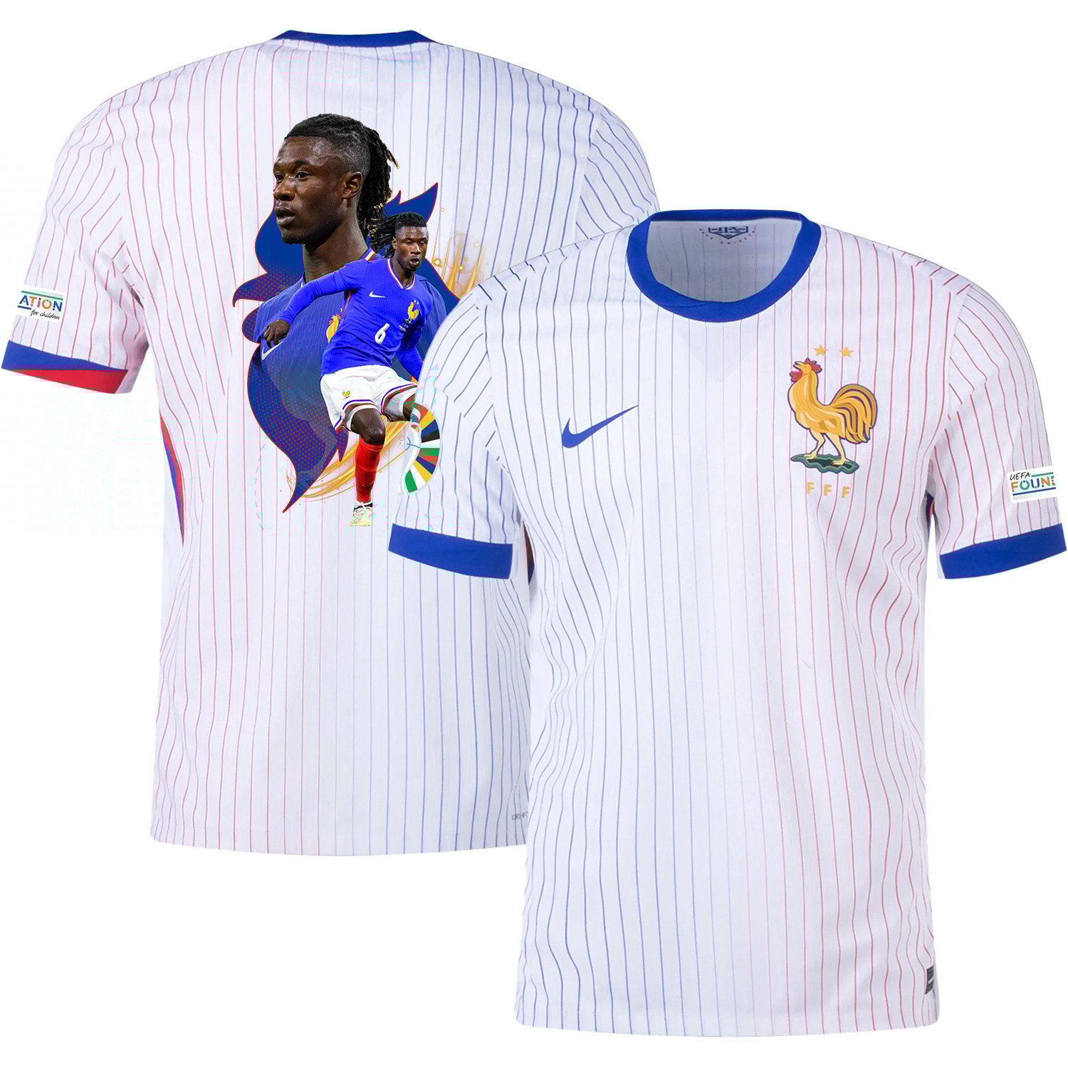 Eduardo Camavinga 6 Game-changer France National Team 2024/25 Away Jersey - Euro UEFA Patch - Men, White