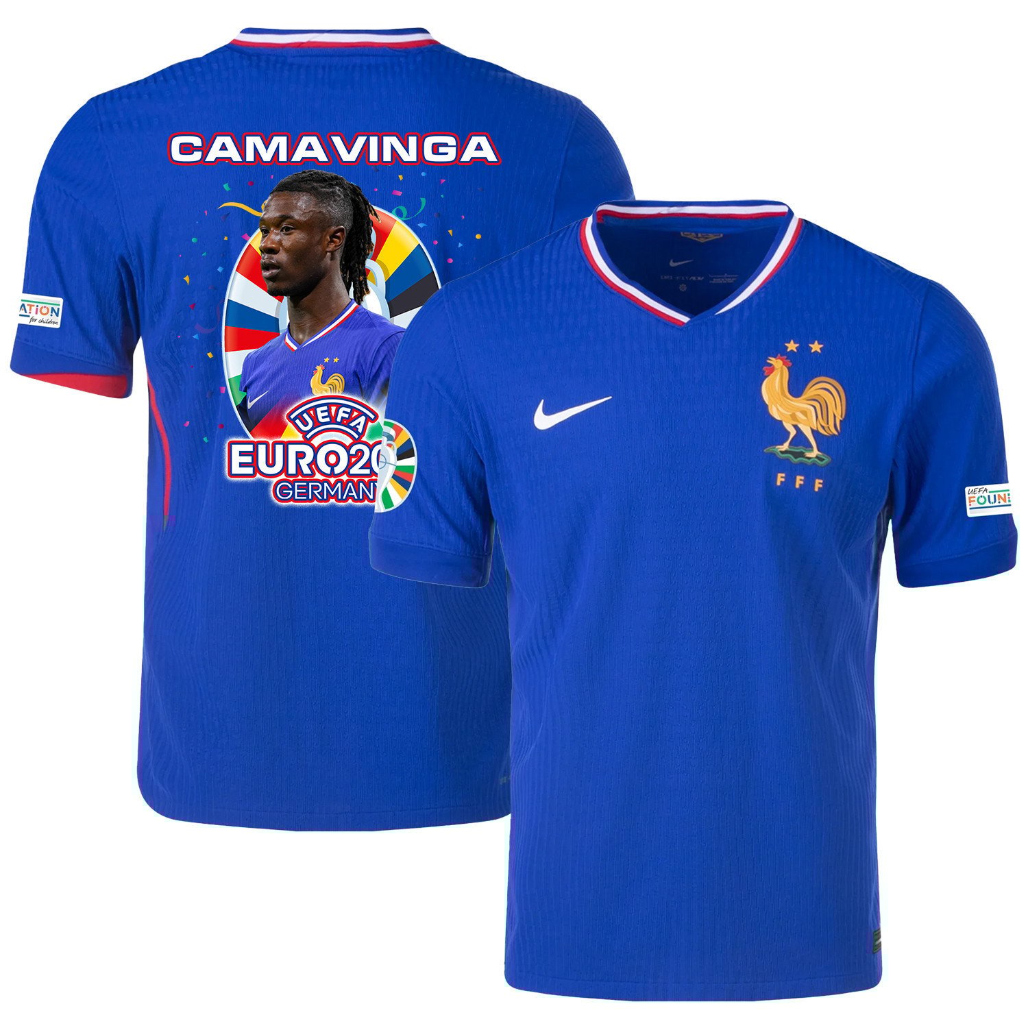 Eduardo Camavinga 6 Skillful Player France National Team 2024/25 Home Jersey - Euro UEFA Patch - Men, Blue
