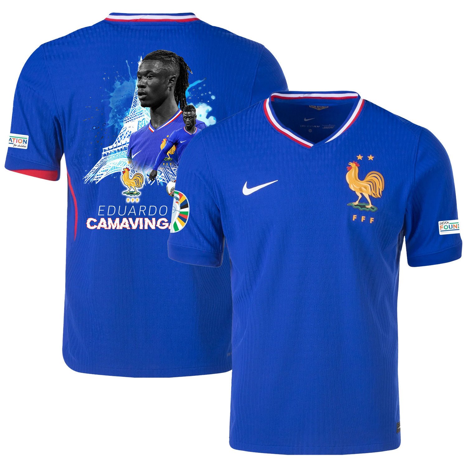 Eduardo Camavinga 6 The Playmaker France National Team 2024/25 Home Jersey - Euro UEFA Patch - Men, Blue