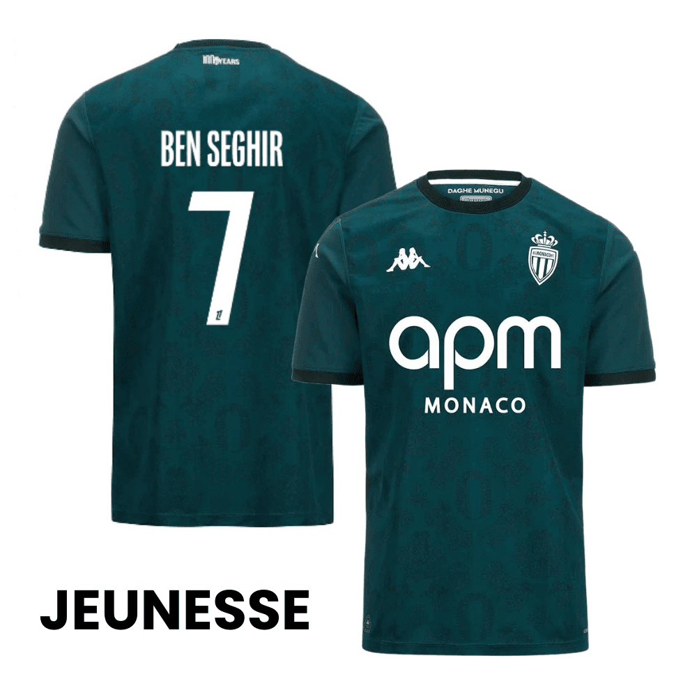 Eliesse Ben Seghir 7 AS Monaco 2024/25 Away YOUTH Jersey - Green
