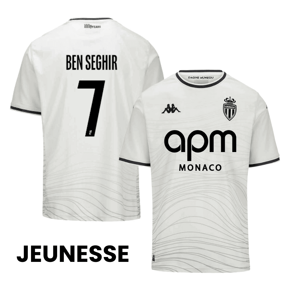 Eliesse Ben Seghir 7 AS Monaco 2024/25 Third YOUTH Jersey - White