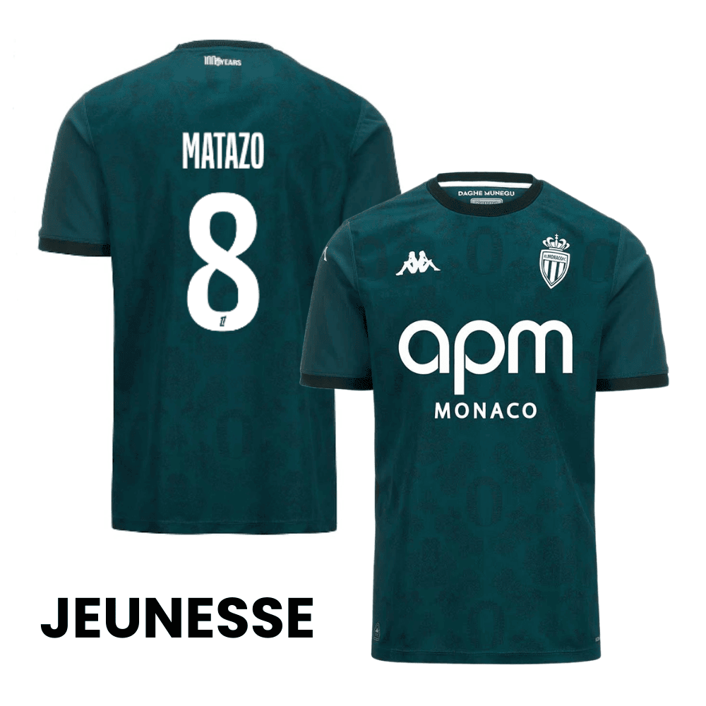 Eliot Matazo 8 AS Monaco 2024/25 Away YOUTH Jersey - Green