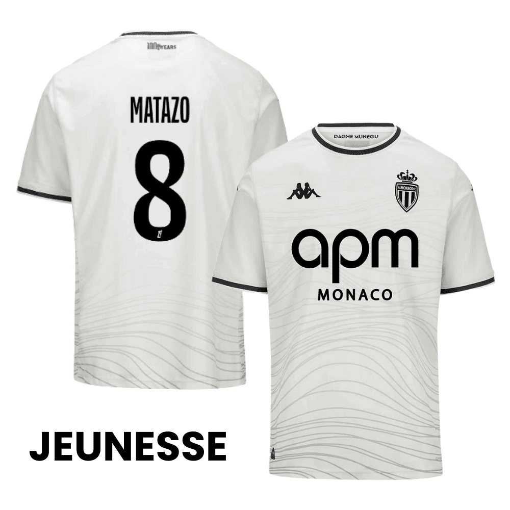 Eliot Matazo 8 AS Monaco 2024/25 Third YOUTH Jersey - White