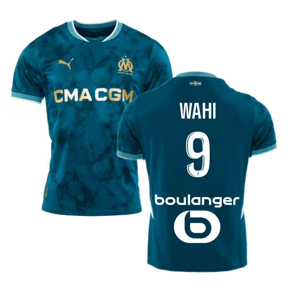 Elye Wahi 9 Olympique de Marseille 2024/25 Away Men Jersey - Turquoise Blue